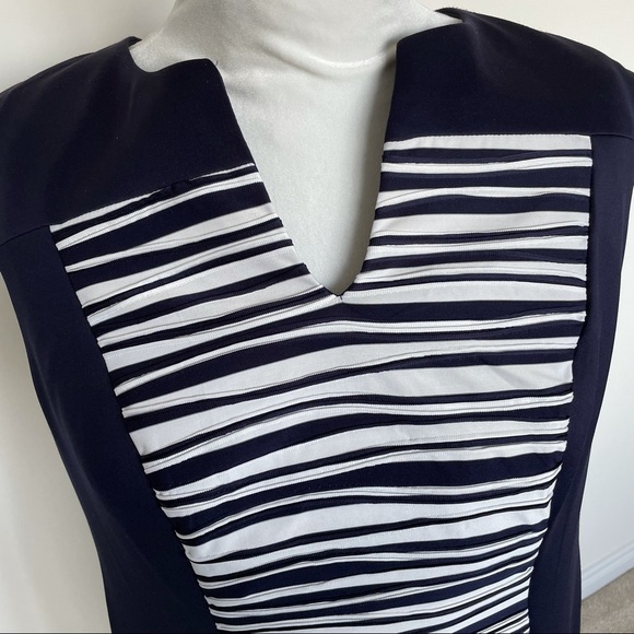 Dressbarn 14W scuba knit navy and white dress - Picture 4 of 7